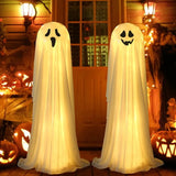 elvesmall 85CM /165CM Outdoor Halloween LED Decoration for Front Porch Patio Spooky Easy to Assemble Halloween Ghosts