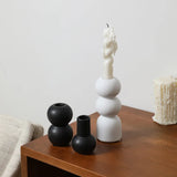 elvesmall Ceramic Candle Holder Nordic Style Taper Candlesticks Holder for Centerpieces Wedding Decorations Black White Color