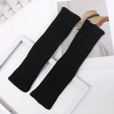 elvesmall Women Knitted Arm Warmer Long Fingerless Gloves Mitten Winter Y2K Solid Arm Sleeve Fashion Casual Soft Girls Clothes Punk Gloves