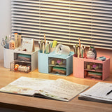 elvesmall Ins Cute Kawaii Pen Holder Organizer Kids Girl Student Office Desktop Fashion Large Capacity Stationery Storage Box Organizer