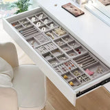 elvesmall Jewelry Storage Box Earring Ring Necklace Brooch Holder Velvet Jewelry Display Box Necklace Classification Organizer Drawer Tray