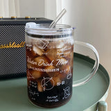 elvesmall  -  1000ml Glass Cups With Lid  And Straw Drinkware Cute Coffee Mugs Big Glasses For Drinks Water Tea  Korean Milk Juice Beer Cup
