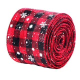 elvesmall 6m Christmas Plaid Ribbon Snowflake Buffalo Plaid Linen Ribbons Xmas Tree DIY Bows Christmas Wreath Gift Wrapping Ribbon Decor