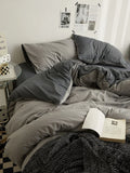 elvesmall  Bedding Set, AB Side Quilt Cover Bedding Linens Set, Duvet Cover Bed Sheets and Pillowcases, King Size Bedding Set