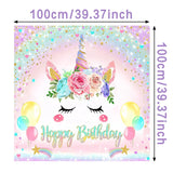 elvesmall Unicorn Rainbow Birthday Party Backdrop Balloon Macaron Raindow Glitter Ballon Baby Shower Girl Birthday Party Background Decor