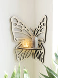 elvesmall Butterfly Crystal Display Shelf Wooden Stand Corner Decoration Boho Hanging Wall Jewelry Holder Storage Organizer For Home Decor