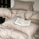 elvesmall High-end Jacquard 100% Cotton Double Duvet Cover Set 220x240 Luxury Bedding Sets Cotton Tribute Satin Queen Size Bedding Set