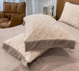 elvesmall Winter A thick milk velvet four-piece warm rabbit velvet solid color sheets quilt coral velvet bedding kit