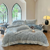elvesmall  French style home Bed linen soft velvet winter Duvet cover double bed sheets set 5D carved pattern Bedding set Quilt cover set