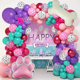 elvesmall 103Pcs Dog Paw Balloons  Balloon Birthday Balloons Garland Arch Kit for Boys Girls Pink Theme Birthday Party Decorations