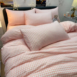 elvesmall Nordic Bedding Set with Duvet Cover, Bed Sheet, Pillowcase,Single and Couple Quilt Cover, 1/2 People Bed Linen, Plaid Style