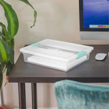 elvesmall Sterilite Large Clip Box, Stackable Small Storage Bin with Latching Lid, Plastic Container to Organize Paper,6-Pack