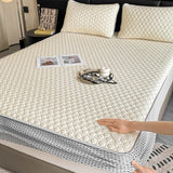 elvesmall  -  Simple Thicken Latex Summer Mat for Bed High-quality Cool Feeling Fabric Fitted Bed Sheet Set Queen Breathable Ice Silk Bed Mats