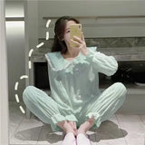 elvesmall Square Collar Women Pajamas Set Winter Sleepwear Fleece Velvet 2 Piece Pant Home Suit Fluffy Korean Solid Piiama Warm Night Wear