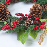 elvesmall Christmas Decoration Wreaths for Front Door Handmade Cypress Leaf Red Berry Pine Wreath Xmas Home Wall Window Decor