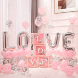 elvesmall 1Set Transparent Letter Balloon Box Letter Love Red Foil Balloons Happy Valentine’s Day Wedding Room Party Decorations