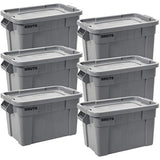 elvesmall With Lid Rugged/Reusable Boxes for Moving/Camping/Garage/Basement Storage Gray Box Pack of 6 freight free