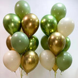 elvesmall 30pcs 10inch Retro Dark Green Chrome Gold Latex Balloons Baby Shower Wedding  Anniversary Birthday Party Decoration DIY Supplies