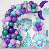 elvesmall 18/24/36inch Mermaid Tail KT Board Purple Shell Cutout for Birthday Party Decoration Mermaid Theme Backdrop Baby Shower Supplies