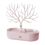 elvesmall  New Upgraded Deer Jewelry Storage Rack Drawer Design Tree Antler Shape Earrings Necklace Ring Jewelry Display Stand Tray Cases