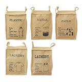 elvesmall Storage Crate with Lid Folding Jute Basket Portable Bag for Home Stationery Sundries Toys Organizer Laundry Gunnysack with Cover