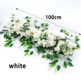 elvesmall 100cm DIY Wedding Flower Wall Decor Arrangement Supplies Silk Peony Rose Artificial Flower Row Decoration Wedding Arch Backdrop