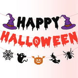 elvesmall Happy Halloween Banner Pumpkin bat pattern Bunting Garland Home Decor for Fireplace Halloween Theme Party Decorations Supplies
