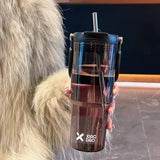 elvesmall -  600/900ml Sport Water Bottle With Straw Handle Cute Plastic Large Cup Drinking Ice Coffee Tea Juice Gym Travel Portable Cups