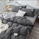 elvesmall Nordic Princess Pink Bedding Set Girls Adults Twin Full Queen Size Bed Flat Sheet Duvet Cover Pillowcases Solid Color Bed Linen