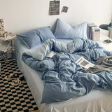 elvesmall Solstice Home Textile Solid Light Blue Bed Flat Sheet Pillowcase Duvet Cover Bedding Set Girl Kid Teenage Bed Linen Bedclothes