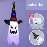 elvesmall LED Halloween Decoration Flashing Light Gypsophila Ghost Festival Dress Up Glowing Wizard Ghost Hat Lamp Decor Hanging Lantern