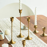 elvesmall 3pc Candlestick Holders Kit Brass Gold Candlestick Set Wedding Table Decorative Candlestick Stand for Party Dinning