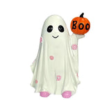 elvesmall Halloween Ghost Hold Pumpkin Decorative Pink Flower Figurine Cute 3d Print Spooky Statue Ornament Gift For Home Office Decor