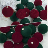 elvesmall 12pcs 8cm Christmas Balls Ornament Flocked Christmas Tree Ball Decorations Plastic Velvet Balls Xmas Decorative Hanging Ornament