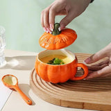 elvesmall Pumpkin Creative Water Cup Ceramic Cup With Lid Exquisite Breakfast Oatmeal Cup Scalding-proof Milk Cups Halloween Coffee Mug