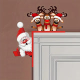 elvesmall  Santa Claus Door Frame Decoration Wooden Door Corner Santa Claus Elk Sign Holiday Door Decorations For Indoor Outdoor Christmas
