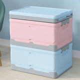 elvesmall  Folding Storage Box Plastic Books Toys Large Capacity Portable Car Storage Crate Closet Kitchen Organizer with Lid