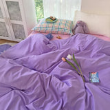 elvesmall  Home Textile Girl Kids Bedding Set Honey Peach Pink Duvet Cover Sheet Pillowcase Woman Adult Beds Sheet King Queen Full Pink