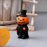 elvesmall Funny Halloween Funny Pumpkin Man Craft Resin Pumpkin Man Desktop Ornament Figurine Witch Top Hat Packs Realistic Ghost Figurine