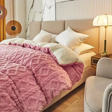 elvesmall Warmth Duvet Cover Dual Use Blanket Artificial Cashmere Warm Winter Blanket Soft Cozy Fleece Quilt Cover Plush Blankets for Beds