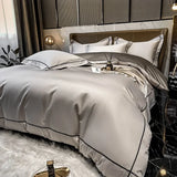 elvesmall  White Egyptian Cotton Bedding Sets Queen King Size Embroidery Duvet Cover Flat/Fitted Sheet Bed Linen Hotel Style Home Textiles