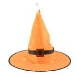 elvesmall Halloween Decoration Outdoor Hanging Lighted Glowing Witch Hat Lights String Battery  Outdoor Yard Tree Decorations