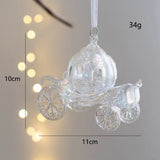 elvesmall  Christmas Decoration Acrylic Crystal Carriage Bells Elk Butterfly Christmas Tree Ornaments for Ice Xmas Party Decor Velas