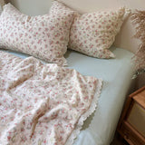 elvesmall  Summer Quilt French Style New Pure Cotton Double Layer Yarn Soybean Fiber Cool Blanket Air Condition Quilt