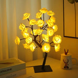 elvesmall 24 LED Fairy Flower Tree Table Lamps Maple Leaf Lamp Rose Night Light USB Operated Gifts for Wedding Party Hallowmas Decoration