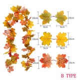 elvesmall Halloween Artificial Autumn Maple Leaves Garland Vine Led Fairy Lights for Christmas Party Thanksgiving Autumn Home Decoration