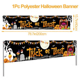 elvesmall Halloween Trick Or Treat Banner Happy Halloween Decoration For Home Pumpkin Bat Ghost Print Backdrop Horror Party Suppiles