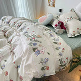 elvesmall Ins Nordic Duvet Cover Set 2024 Summer New Twin Queen Size Kids Adult Flat Sheet Pillowcase No Filler Fashion Bed Linens