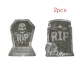 elvesmall 4pcs Horror Skull Foam Fake Tombstone Halloween Outdoor Ornaments Happy Halloween Party Decoration Props Haunted House Decors