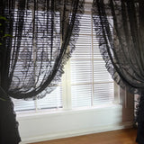 elvesmall Black Floral Tulle Ruffle Lace Vintage Voile Sheer Curtains for Bedroom Romantic Flower Light Filtering Window Drapes Custom